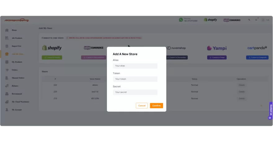 Choose Yampi and Open the Integration Panel