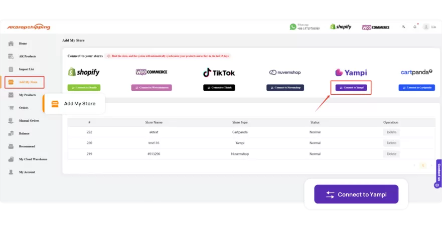 Go to Add My Store Page