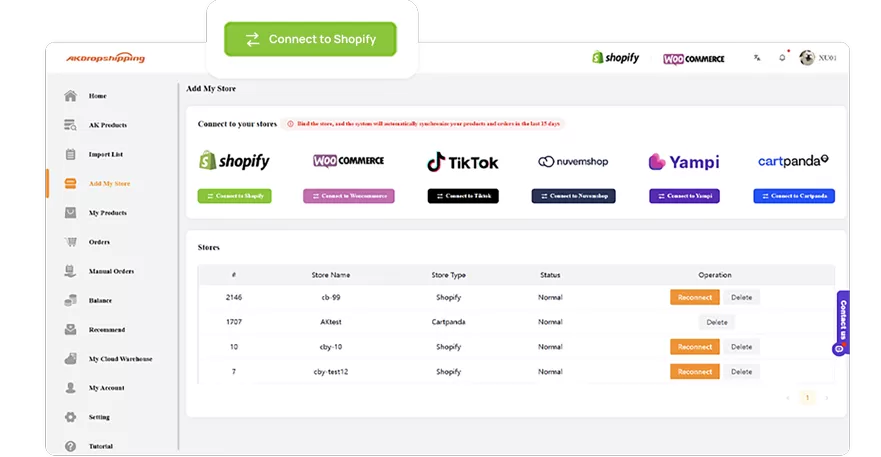 Open the Store Integration Page