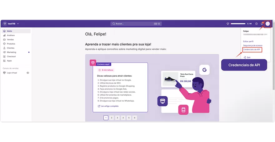 Retrieve Yampi API Credentials